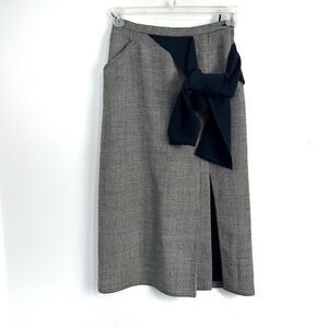Vintage Gianfranco Ferre Wool Blend Black and White Skirt with Sash Belt
